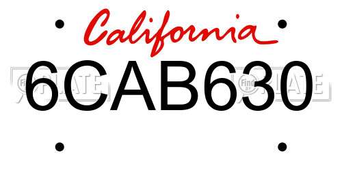 6CAB630 California License Plate