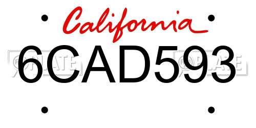 6CAD593 California License Plate