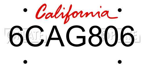 6CAG806 California License Plate