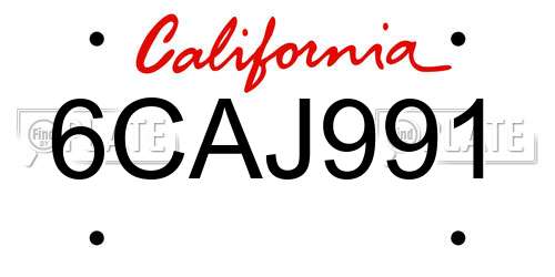 6CAJ991 California License Plate