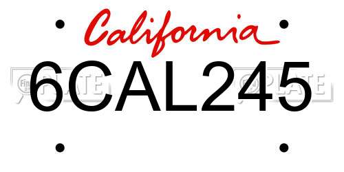 6CAL245 California License Plate