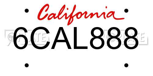 6CAL888 California License Plate