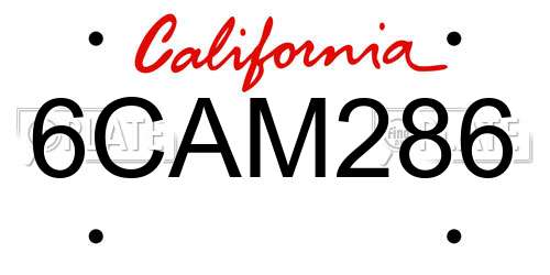 6CAM286 California License Plate