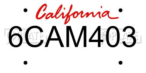 6CAM403 California License Plate