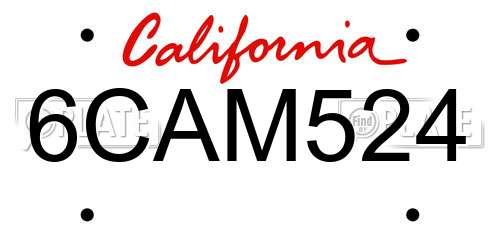 6CAM524 California License Plate