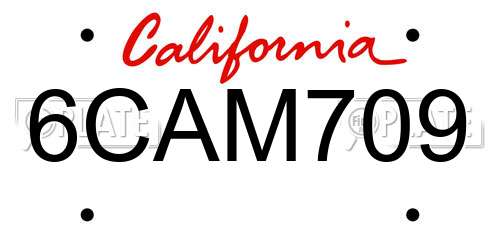 6CAM709 California License Plate