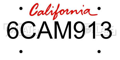 6CAM913 California License Plate