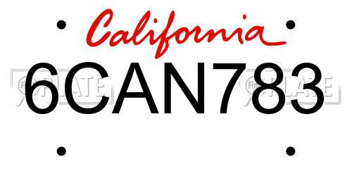 6CAN783 California License Plate