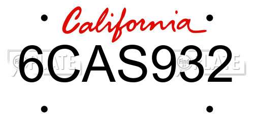 6CAS932 California License Plate