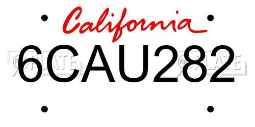 6CAU282 California License Plate