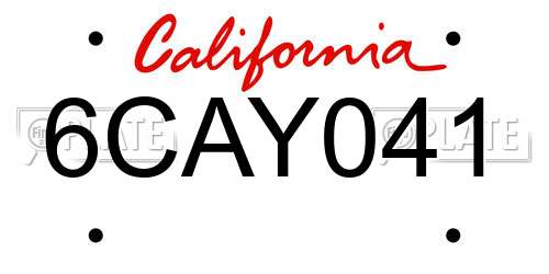 6CAY041 California License Plate