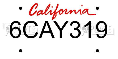 6CAY319 California License Plate