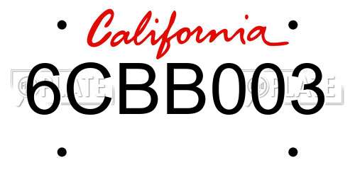 6CBB003 California License Plate