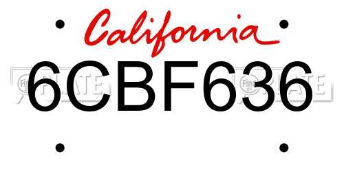 6CBF636 California License Plate