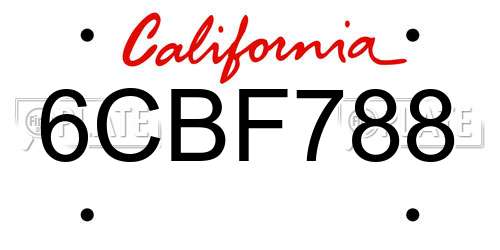 6CBF788 California License Plate