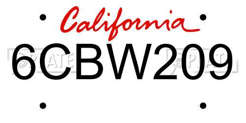 6CBW209 California License Plate