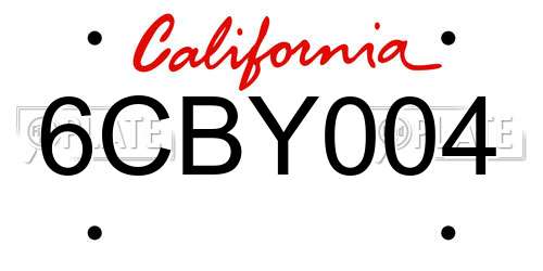 6CBY004 California License Plate