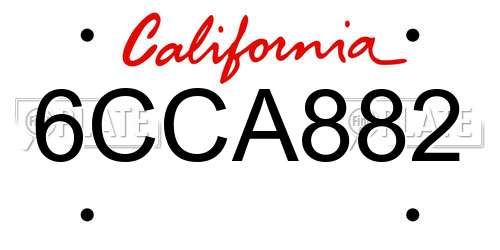 6CCA882 California License Plate