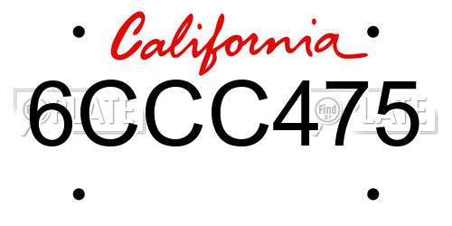 6CCC475 California License Plate