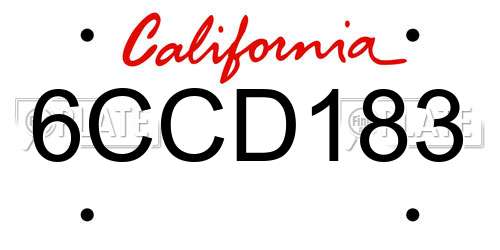 6CCD183 California License Plate