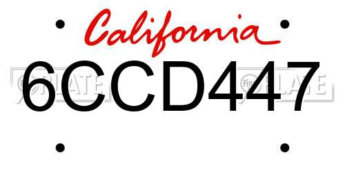 6CCD447 California License Plate