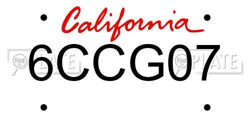 6CCG07 California License Plate
