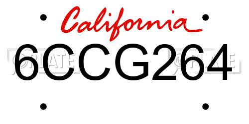 6CCG264 California License Plate