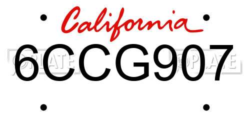 6CCG907 California License Plate