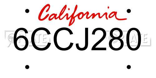 6CCJ280 California License Plate