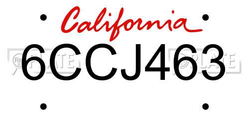 6CCJ463 California License Plate