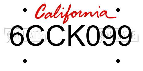6CCK099 California License Plate