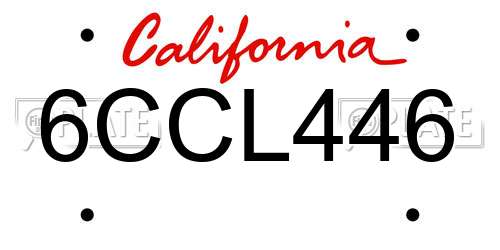 6CCL446 California License Plate