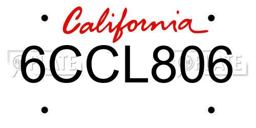 6CCL806 California License Plate