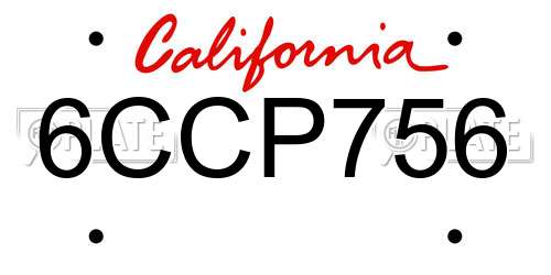 6CCP756 California License Plate