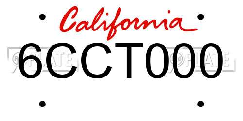 6CCT000 California License Plate