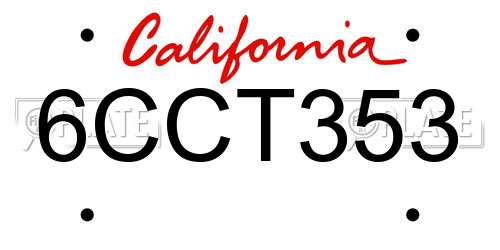 6CCT353 California License Plate