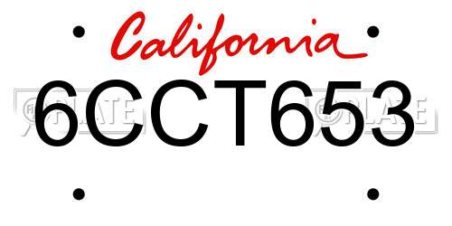 6CCT653 California License Plate