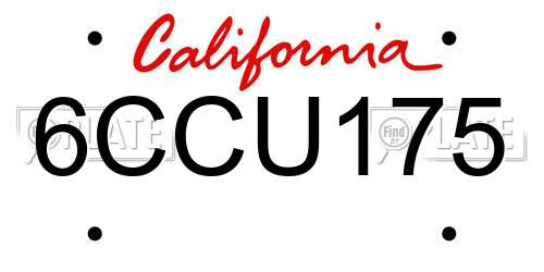 6CCU175 California License Plate