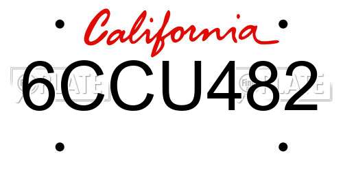 6CCU482 California License Plate