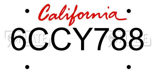 6CCY788 California License Plate