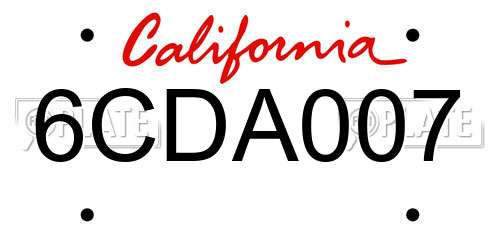 6CDA007 California License Plate