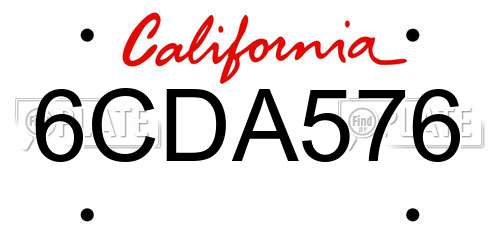 6CDA576 California License Plate