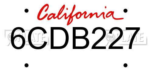6CDB227 California License Plate