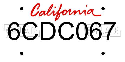 6CDC067 California License Plate