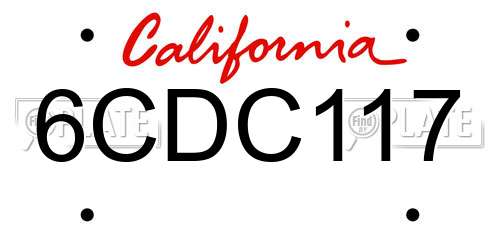 6CDC117 California License Plate