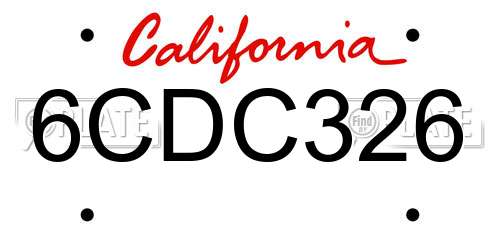 6CDC326 California License Plate