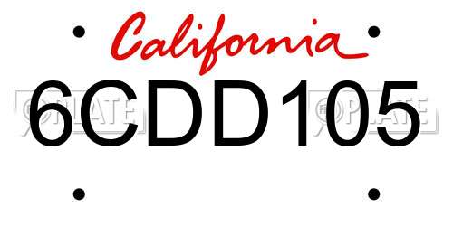 6CDD105 California License Plate