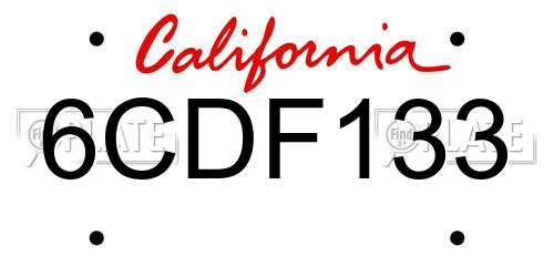 6CDF133 California License Plate