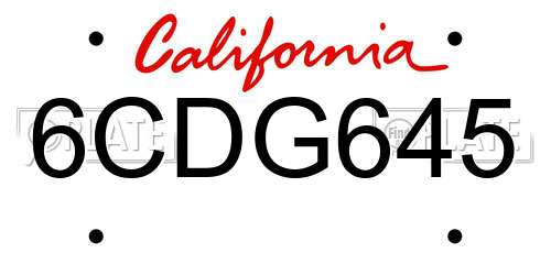 6CDG645 California License Plate