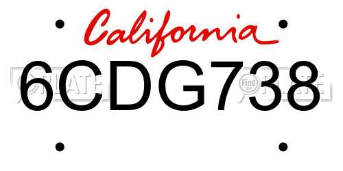 6CDG738 California License Plate